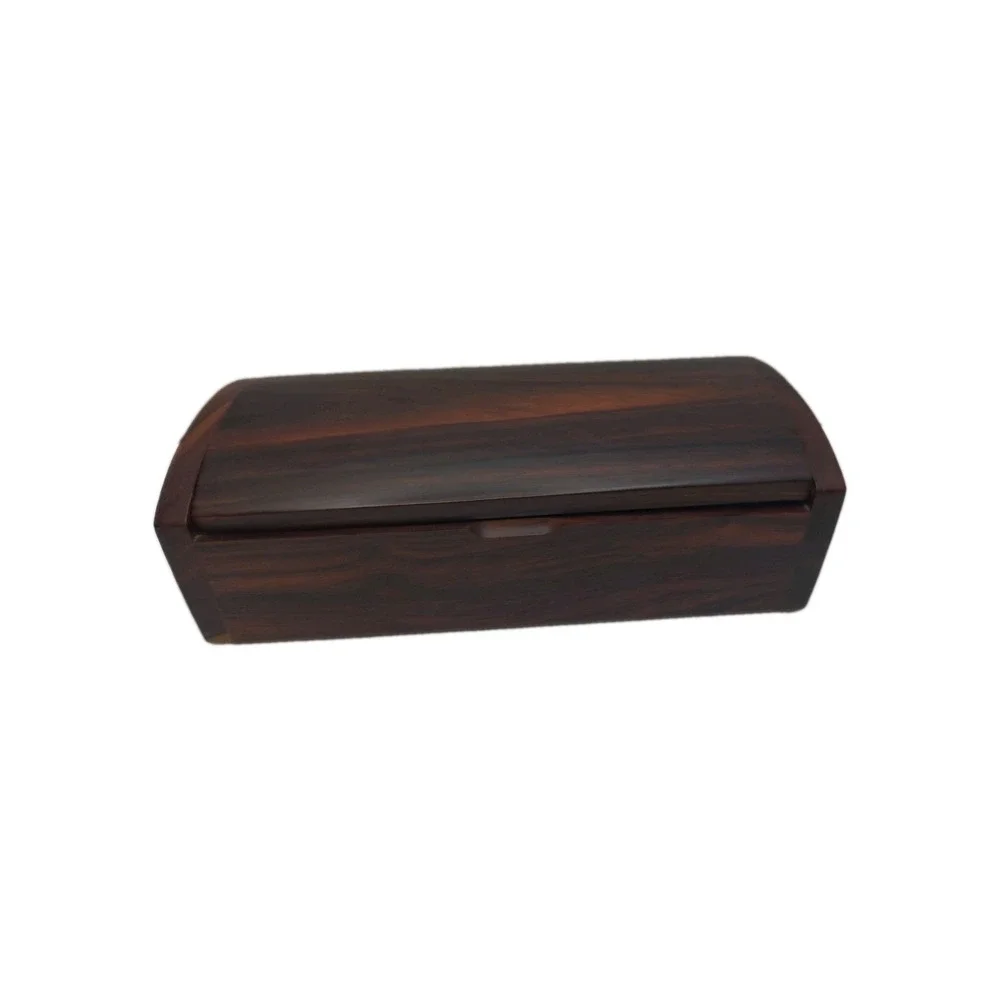 Vintage Y2K Mid-Century Modern Solid Rosewood 2-Tone Black Velvet Jewelry Box